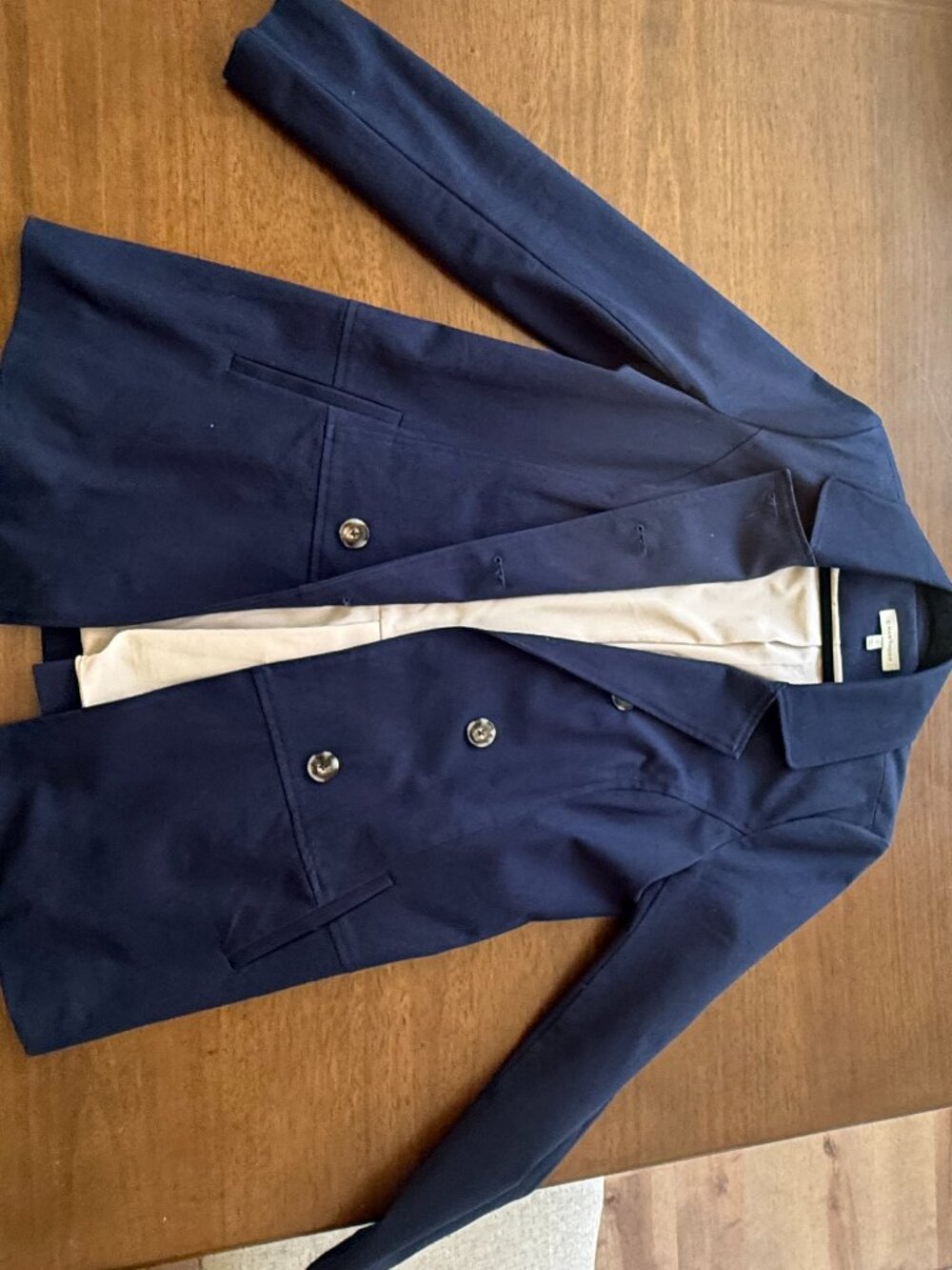 41 Hawthorn Navy Double-Breasted Trench Coat | Women's L | Belted Career Jacket - Picture 2 of 5
